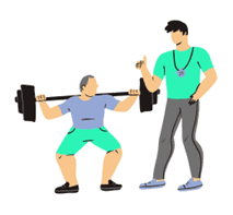 Gym squatter with their trainer